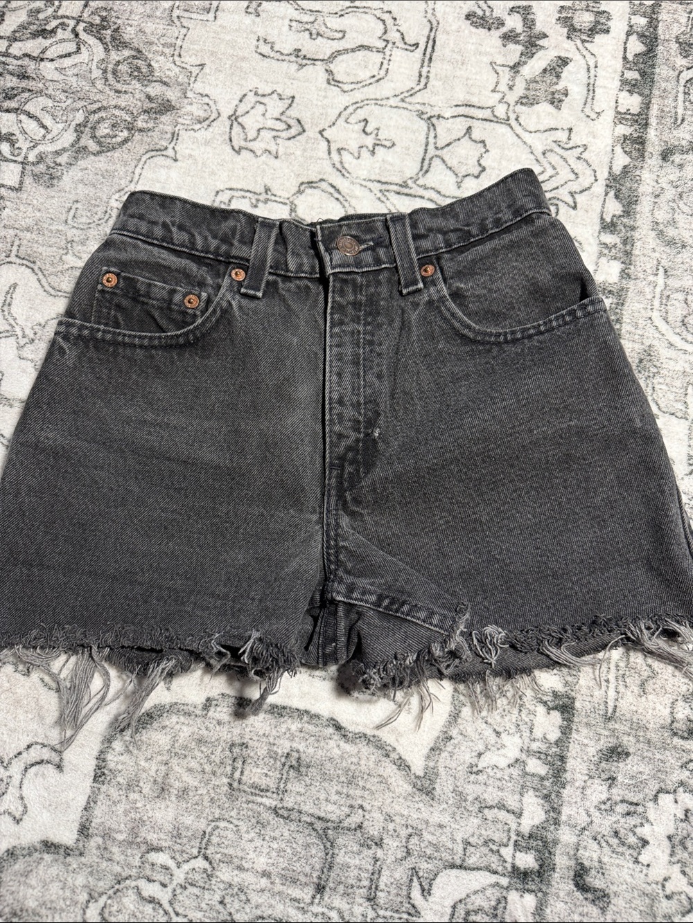 Levi's Black Frayed Hem Denim Shorts